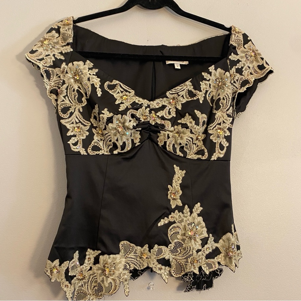 Mandalay Gold Lace Embroidered Top